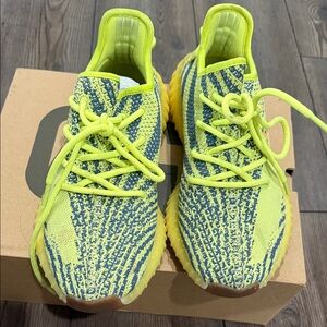 Yeezy Neon Yellow and Blue Sneakers